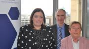 Communities Minister Deirdre Hargey, Kevin Higgins from Advice NI, and mitigations expert Prof. Eileen Evason