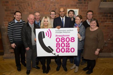Kevin Higgins (third from left) at the launch of Advice NI's Universal Credit helpline