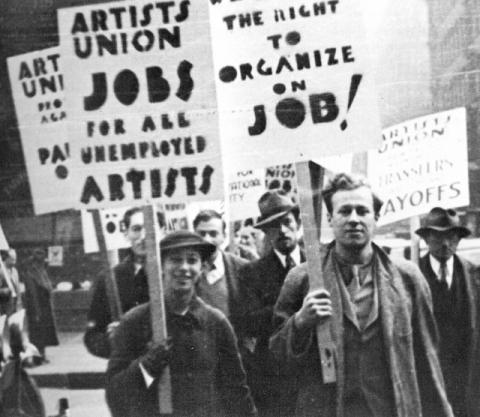 An Artists' Union march in the USA in the 1930s