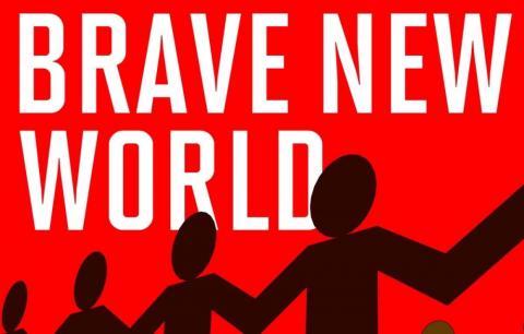 Where are we going (image features the cover of Brave New World, by Aldous Huxley)
