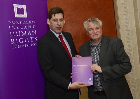 Lord Duncan of Springbank, Parliamentary Under Secretary of State for Northern Ireland, and Commissioner Les Allamby at the launch of the statement this week
