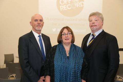 Bob Ashford and Simon Weston at the Off The Record launch with NIACRO CEO Olwen Lyner