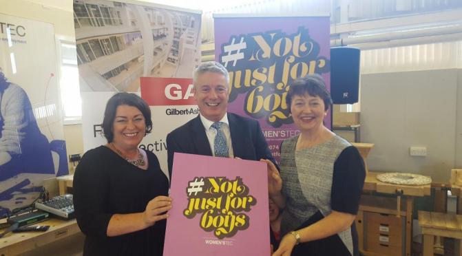 Women’stec CEO Lynn Carvill (left) with Mark Nutt and Maria Bradley from Gilbert-Ash