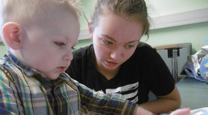 Annie Doherty helping out with Toybox while studying for her GCSEs