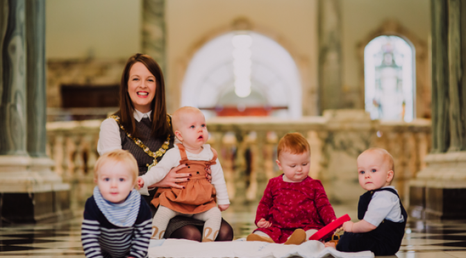 Lord Mayor of Belfast Nuala McAllister preparing for a parents and tots morning at City Hall