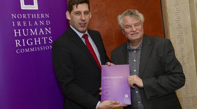 Lord Duncan of Springbank, Parliamentary Under Secretary of State for Northern Ireland, and Commissioner Les Allamby at the launch of the statement this week