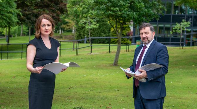 Prof Siobhan O'Neill with Health Minister Robin Swann