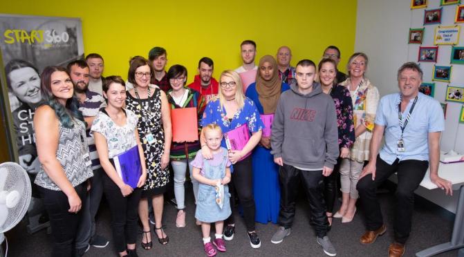 Participants in Start360’s Switch onto Employment, at the scheme's celebration last August